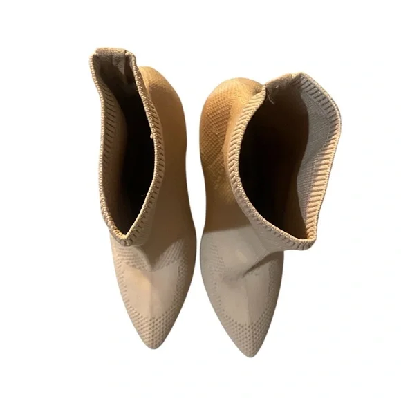 Beige, Knit Stiletto heels,Ankle Boots,Booties, Boots, Size 7 - Picture 10 of 11